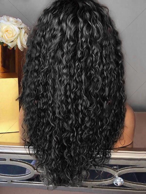 Black Curly Heat-resistant Full wig