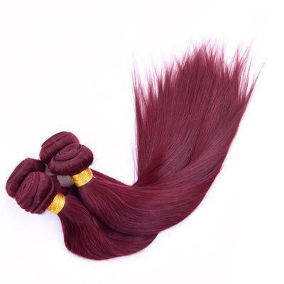 100% Human Hair claret-red straight hair weft