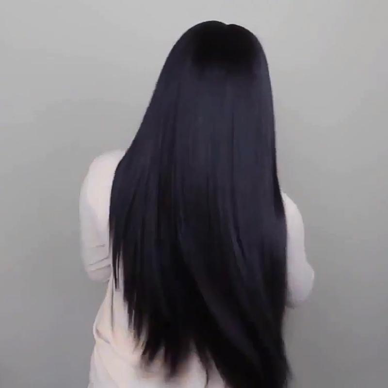 Schwarzes unsichtbares langes glattes Haar