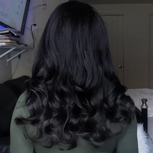Pelucas negras largas brasileñas de pelo ondulado para mujer